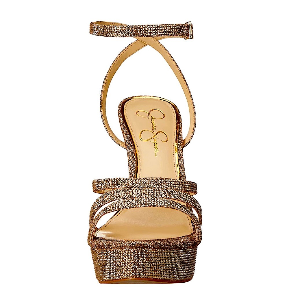 JESSICA SIMPSON Womens Gold 1-1/2" Platform Balina Stiletto Heeled Sandal 8.5 M